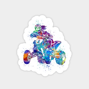 Four Wheeler ATV Riding Girl Watercolor Silhouette Sticker